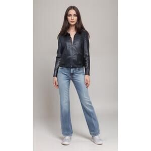 Wilsons Leather Black Jacket women’s MED Zippers, Chevrons, Rocker, Moto